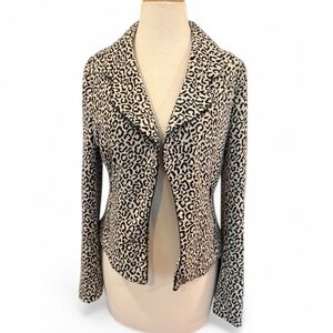 Valerie Bertinelli Leopard Print Open Front Blazer Soft Comfortable Size Medium